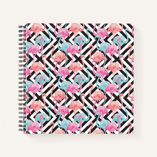 Flamingos auf kühlen Designmustern Notizblock (Vorderseite)