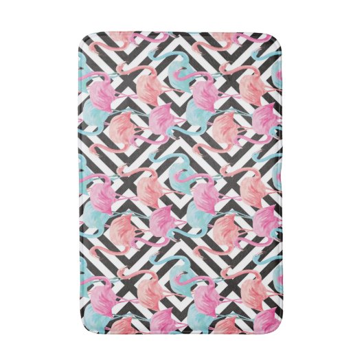 Flamingos auf mutigem Entwurfs-Muster Badematte (Vorderseite Vertikal)