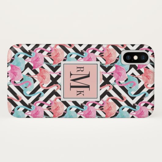 Flamingos auf mutigem Entwurfs-Muster Case-Mate iPhone Hülle (Rückseite (Horizontal))