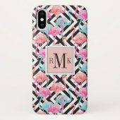 Flamingos auf mutigem Entwurfs-Muster Case-Mate iPhone Hülle (Rückseite)