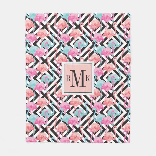 Flamingos auf mutigem Entwurfs-Muster Fleecedecke (Vorderseite)
