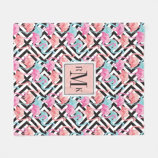Flamingos auf mutigem Entwurfs-Muster Fleecedecke (Vorderseite (Horizontal))