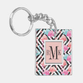 Flamingos auf mutigem Entwurfs-Muster Schlüsselanhänger (Vorderseite links)