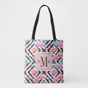 Flamingos auf mutigem Entwurfs-Muster Tasche
