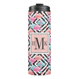 Flamingos auf mutigem Entwurfs-Muster Thermosbecher
