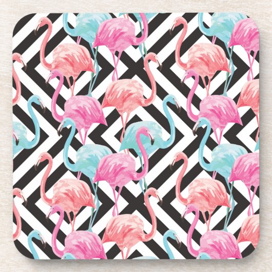 Flamingos auf mutigem Entwurfs-Muster Untersetzer (Vorderseite)