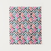 Flamingos auf mutigem Entwurfs-Muster Wandteppich (Vorderseite)