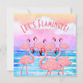 Flamingos auf Parade Flat Greeting Card Karte (Vorderseite)