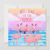 Flamingos auf Parade Flat Greeting Card Karte (Vorderseite)
