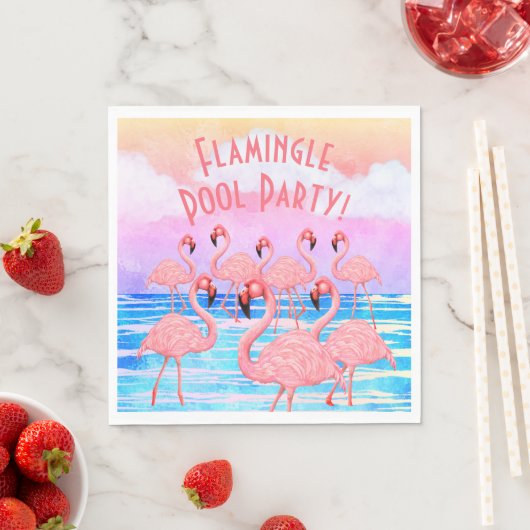 Flamingos auf Parade Serviette (Beispiel)