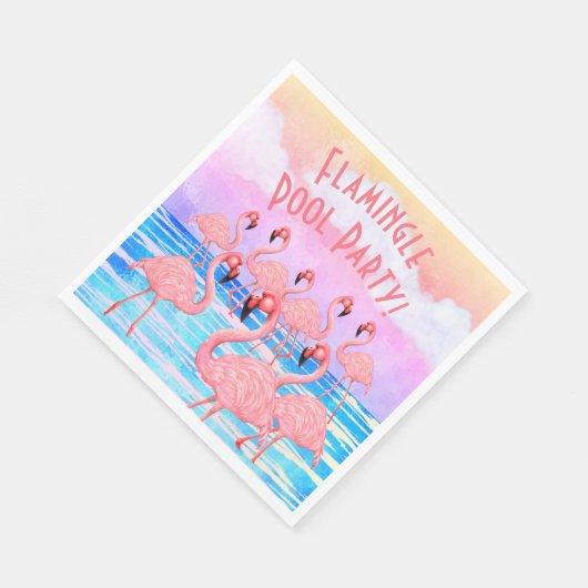 Flamingos auf Parade Serviette (Ecke)