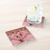 Flamingos auf Parade Untersetzer (Schrägansicht)