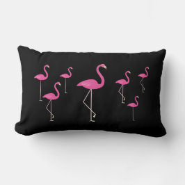 Flamingos auf schwarz lendenkissen