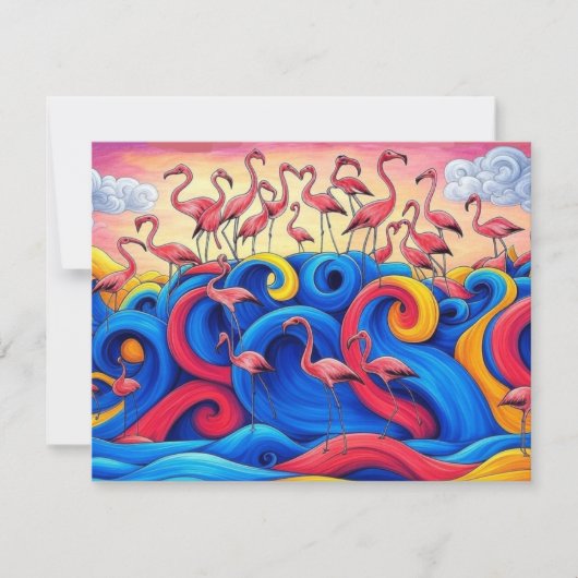 Flamingos auf See, Grußkarte (Vorderseite)