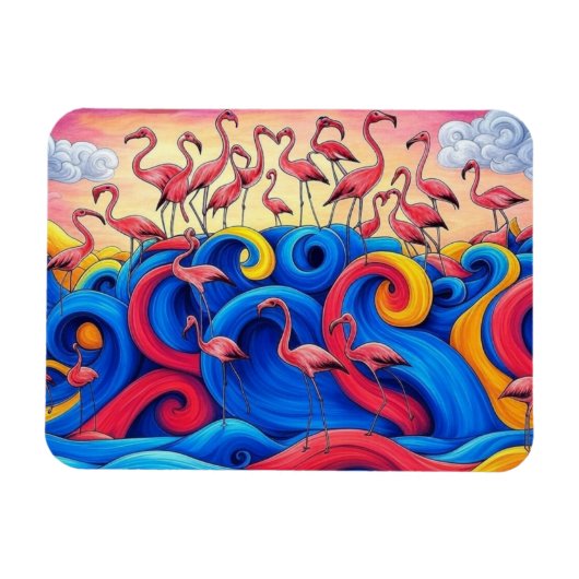 Flamingos auf See, Magnet (Horizontal)