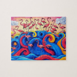 Flamingos auf See, Puzzle, 20x25 cm, 110 Teile Puzzle