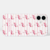 Flamingos auf Wasserfarben-Streifen mit Monogramm Case-Mate iPhone Hülle (Rückseite (Horizontal))