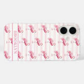 Flamingos auf Wasserfarben-Streifen monogrammiert Case-Mate iPhone Hülle (Rückseite (Horizontal))