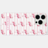 Flamingos auf Wasserfarben-Streifen monogrammiert Case-Mate iPhone Hülle (Rückseite (Horizontal))