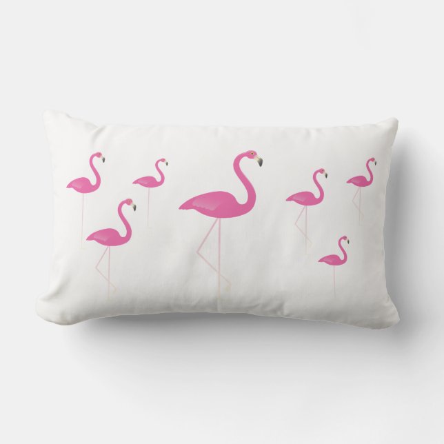 Flamingos auf Weiß - Kissen im Freien (Vorderseite)