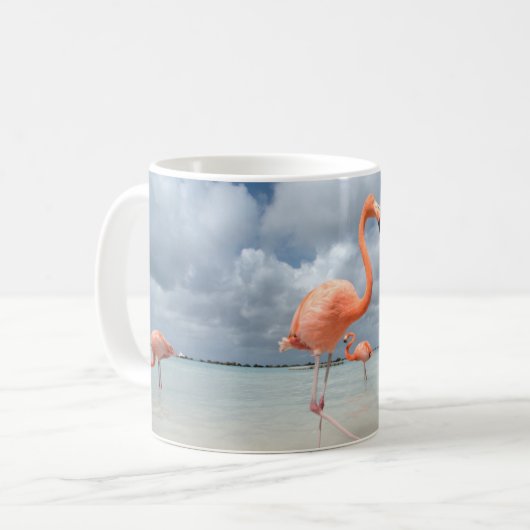 Flamingos Beach Aruba Kaffeetasse (Vorderseite Links)