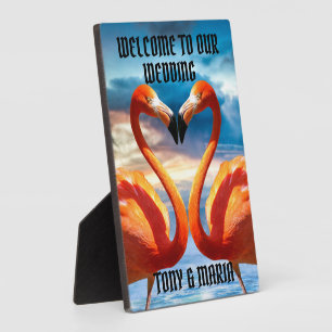 FLAMINGOS BEGRÜSSUNGSZEICHEN FOTOPLATTE