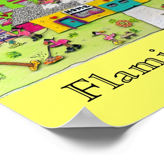 Flamingos bei Zuhause Poster (Ecke)