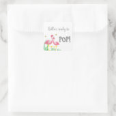 Flamingos Bereit zum POP Babyduschklemme Quadratischer Aufkleber (Tasche)