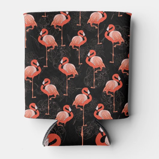 Flamingos Birds: Vintages Textildesign Dosenkühler (Vorderseite)