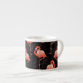 Flamingos Birds: Vintages Textildesign Espressotasse (Vorderseite Rechts)