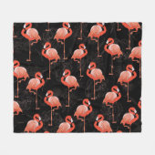 Flamingos Birds: Vintages Textildesign Fleecedecke (Vorderseite (Horizontal))