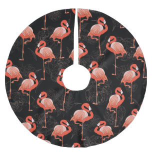 Flamingos Birds: Vintages Textildesign Polyester Weihnachtsbaumdecke