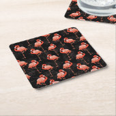 Flamingos Birds: Vintages Textildesign Rechteckiger Pappuntersetzer (angewinkelt)