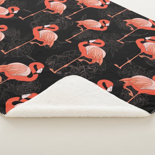 Flamingos Birds: Vintages Textildesign Sherpadecke (3/4)
