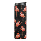 Flamingos Birds: Vintages Textildesign Thermosbecher (Nach links gedreht)