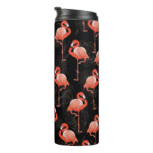 Flamingos Birds: Vintages Textildesign Thermosbecher (Nach rechts gedreht)