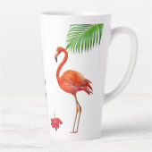 Flamingos-Blätter, Hibiskus und Palmen Milchtasse (Rechts)
