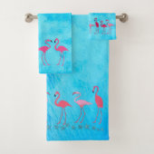 Flamingos Blue Water Badhandtuch Set (Insitu)