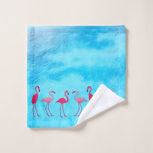 Flamingos Blue Water Badhandtuch Set (Waschlappen)