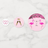 Flamingos & Blume auf Rose Gold & Weiß Hochzeit Konfetti (Rückseiten)