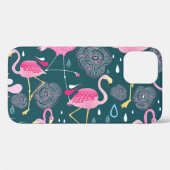 Flamingos Blume: Dunkle Grafik nahtlos. Case-Mate iPhone Hülle (Rückseite (Horizontal))
