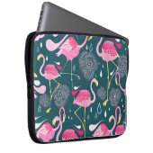 Flamingos Blume: Dunkle Grafik nahtlos. Laptopschutzhülle (Vorne Rechts)