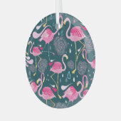 Flamingos Blume: Dunkle Grafik nahtlos. Ornament Aus Glas (Vorderseite links)
