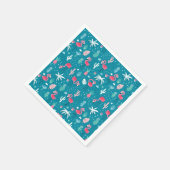 Flamingos, Blumen und Kaktus Serviette (Ecke)