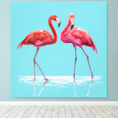 Flamingos Canvas Print Leinwanddruck (Insitu (Holzboden))