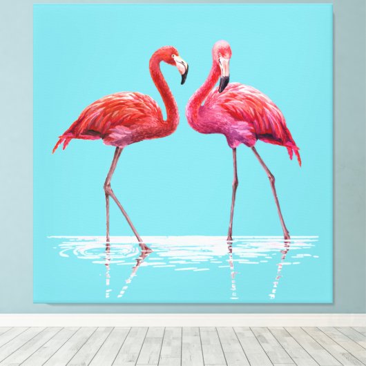 Flamingos Canvas Print Leinwanddruck (Insitu (Holzboden))