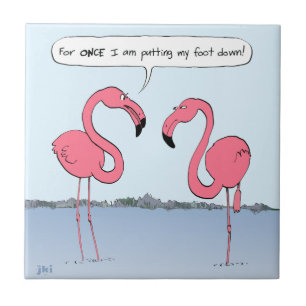 Flamingos-Cartoon Fliese