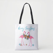 Flamingos Christmas Gruß Blue Starfish Tasche (Vorderseite)