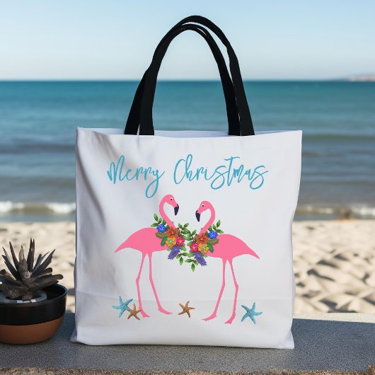 Flamingos Christmas Gruß Blue Starfish Tasche