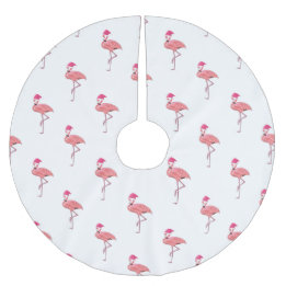 Flamingos Christmas Santa Claus Pattern Polyester Weihnachtsbaumdecke